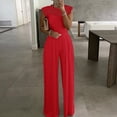 thumbnail image 2 of HXWCHs Women's Party Jumpsuit, Elegant Women's Sleeveless Jumpsuit with Ruffle and Lace Featuring Straight Leg Trousers L Red, 2 of 6