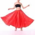 thumbnail image 3 of renvena Kids Girls Satin Spanish Bull Dance Skirt Long Latin Belly Dance Performance A Red 11-12, 3 of 7