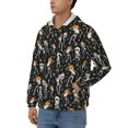 thumbnail image 3 of Zufioo Dancing Skeleton Party Print Men's Hooded Cardigan, Zip-up Long-Sleeved Sweatshirt Jacket Sportswear-Medium, 3 of 5
