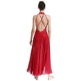 thumbnail image 4 of YiZYiF Costume de Danse Lyrique Longue pour Femmes Dos Croisé Robe de Danse Moderne Rouge TP, 4 of 7
