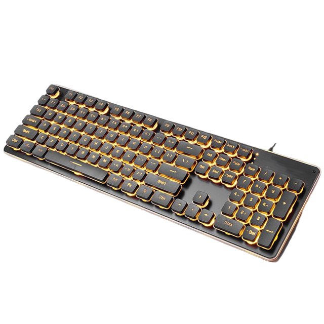 facefd USB Wired Gaming Keyboard Orange Light Backlit Waterproof Silent Mechanical Keypad 104 Keys Luminous Keypads Entertainment