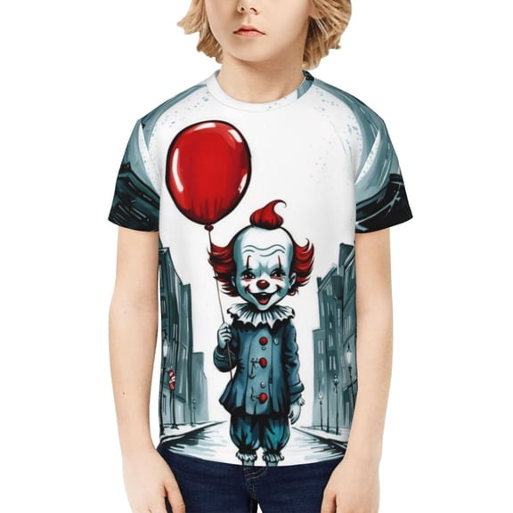 It Pennywise Horror T-Shirt for Boys Girls Youth, 3D Printed Graphic T-Shirts Short Sleeve Summer Casual Tee Shirts for Kids
