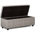 thumbnail image 3 of Simpli Home Hamilton 48" Transitional Rectangle Ottoman in Gray Faux Leather, 3 of 7