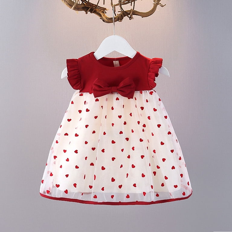 cute valentines dresses for kids Girls Dress Red Heart Love Sleeveless Valentine's Day Slip Dress 6 Years