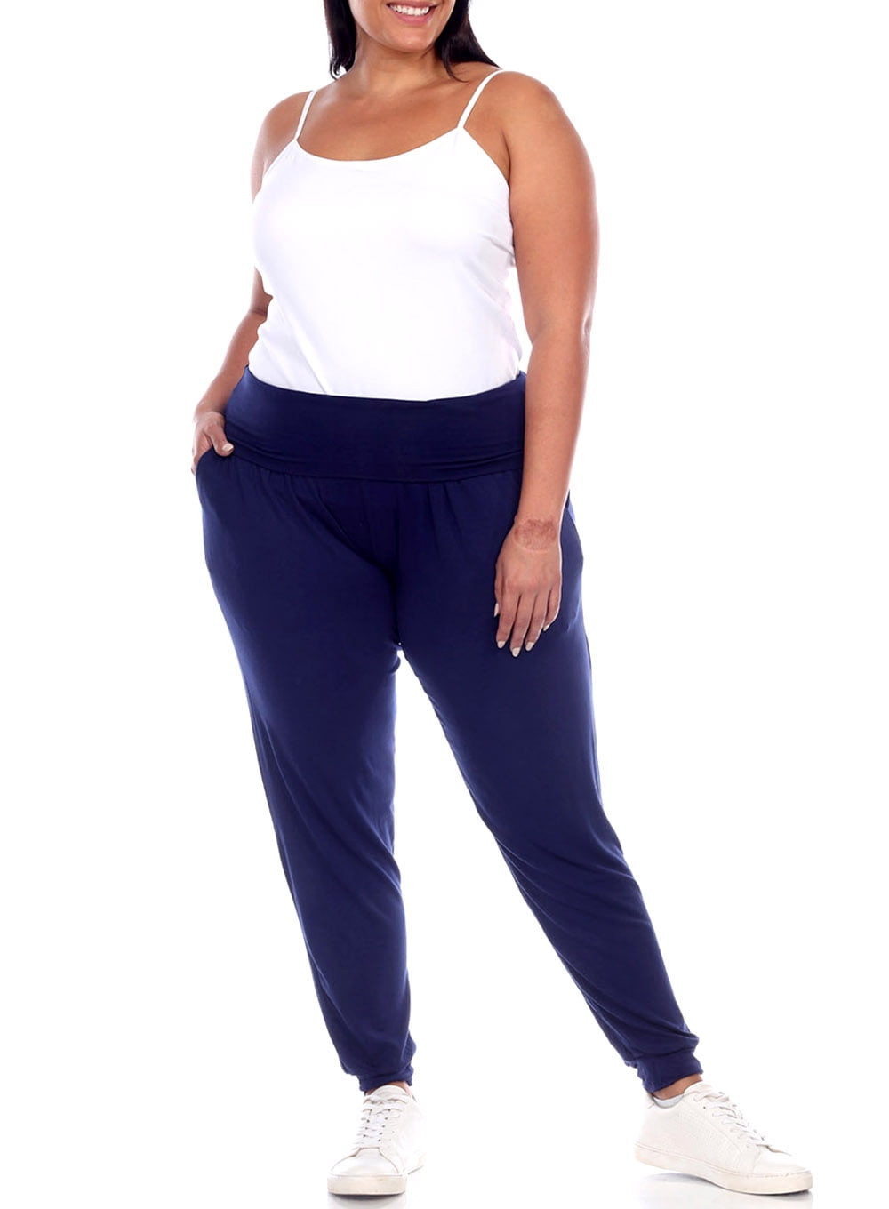 White Mark Women's Plus Size Harem Pants
