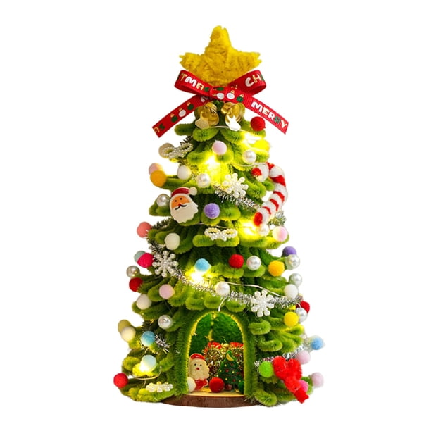 Decoraciones Del Árbol de Navidad 10 Pulgadas de Artesanía de Bricolaje Mini Árbol de Navidad de Resplandor, Árbol de Navidad de Mesa Pequeño con 20 Conos de Luz Led Y Decoraciones de Navidad Luces De