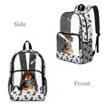 thumbnail image 2 of ZIATUBLES 17 Inch Clear Backpack, Heavy Duty Fabric & PVC Transparent Bag with Reinforced Strap, Large Capacity Dachshund Bone Stripe Print See Through Bookbag for School, Work & Travel, 2 of 7