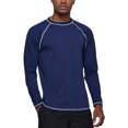 thumbnail image 2 of Tyhengta Men's Long Sleeve Swim Shirts Rashguard UPF 50+ UV Sun Protection Shirt Athletic Workout Running Hiking T-Shirt Swimwear NavyBlue L, 2 of 7