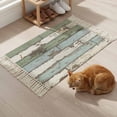 thumbnail image 5 of Area Rug with Tassels 2' x 3', Green Wooden Plank Vintage Kitchen Runner Rug for Hallway Bedroom Throw Rugs, Country Wood Grain Soft Door Mat for Bathroom Entrance Living Room, 5 of 9