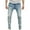 Blue, variant on Lovskoo Men's Straight Slim Fit Ripped Distressed Jeans Casual Full Length Pants Denim Cotton Trousers Blue