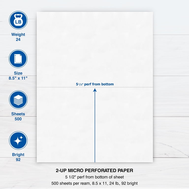PrintWorks Professional Half Sheet Perforated Paper 8.5” x 11