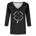 thumbnail image 4 of St Patricks Day Shirts for Women Shamrock Print Shirts Spring Shirts Casual Tee Tops V Neck Spring Fall Clothes 3/4 Sleeve Tshirts Irish Clover Tshirts Saint Patrick's Tunic Tops Raglan Tops S-3XL, 4 of 4