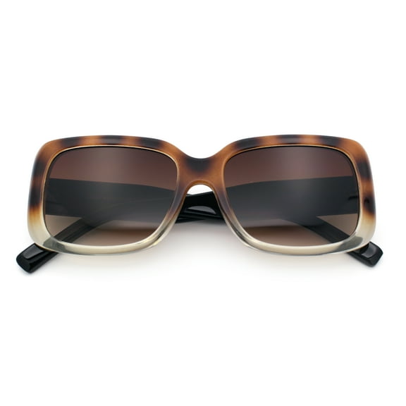 Womens Classy 90s Styling Chic Rectangle Designer Fashion Plastic Sunglasses Brown Tortoise - Brown