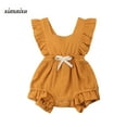 thumbnail image 3 of Toddler Baby Girls Ruffled Strap Bodysuit Jumpsuit Playsuit Outfits 0-24M, 3 of 6
