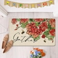 thumbnail image 2 of Spring Summer Floral Flower Decorative Front Door Mat, Red Geranium Doormat Indoor Outdoor Non-Slip Floor Entryway Rug, Gather Bee Seasonal Home Kitchen Decoration 17x30 Inch, 2 of 6