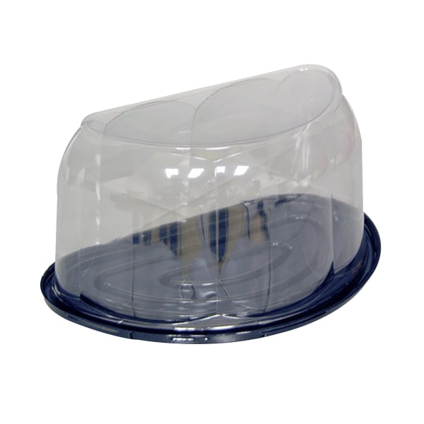 Pactiv APET Plastic Premium Half Round Cake Container Black/Clear 120