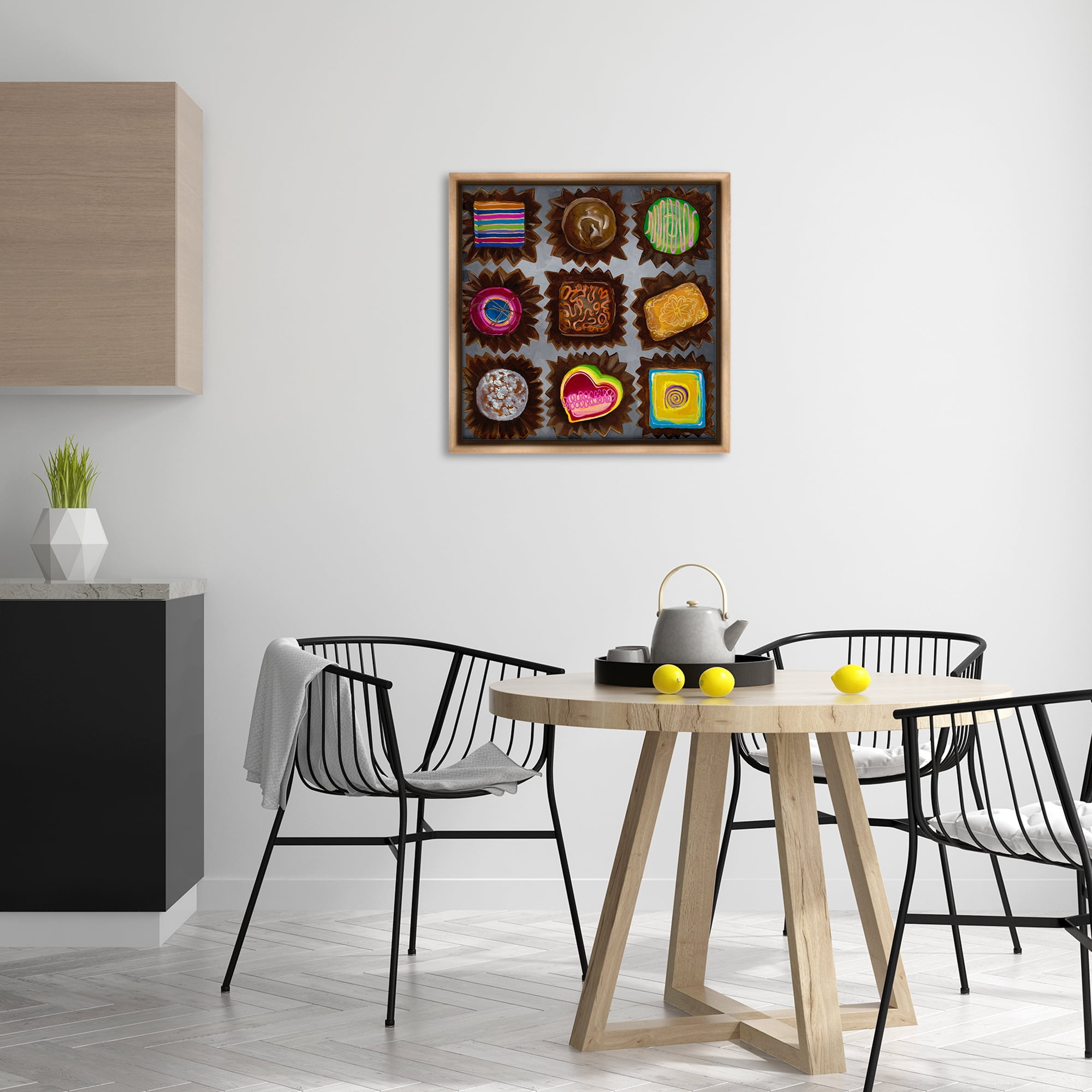 Stupell Industries Various Dessert Chocolates Food & Beverage Painting Brown Floater Framed Canvas Art Print Wall Art, 25 x 25