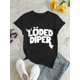 thumbnail image 2 of Women's Fashion Casual Round Neck Short Sleeve T-Shirt, "Löded Diper" Print, Comfortable Summer Top, Knitted Polyester Fabric, All-Season, Ladies Leisure Sportswear, 2 of 6