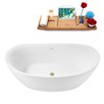 thumbnail image 5 of 68.5" Streamline G-78-307-BBR Soaking Glossy White Freestanding Tub and Tray With Internal Drain in Brushed Brass, 5 of 16