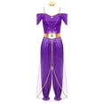 thumbnail image 3 of iiniim Women Arabian Princess Sequins Belly Dance Jumpsuits Halloween Party Purple 3XL, 3 of 7