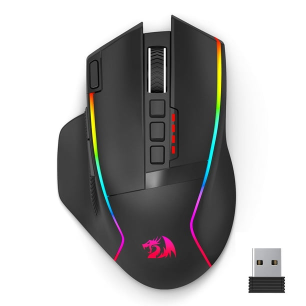Ratón inalámbrico para juegos Redragon 16000 DPI con retroiluminación RGB