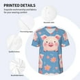 thumbnail image 3 of Hirioo Cute Pig Flowers for Men's Baseball T-shirt Shirts Short Sleeve Casual Summer Button Stretch T Shirts,Size S-4XL-X-Large, 3 of 7