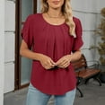 thumbnail image 7 of yillto Women Short Sleeve Blouse Crewneck Pleated Business Casual Tops Summer Work Office Dressy Shirts, 7 of 7