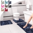thumbnail image 1 of Sentmoon Rug for Bathroom Bathroom Floor Mat Mixed Color Bath Mats 3 Set Winter Bathroom Rugs for 3 Pcs Toilet Mats Soft Water Absorption Non Slide Thick Washable Easy To Dry Dark, 1 of 8