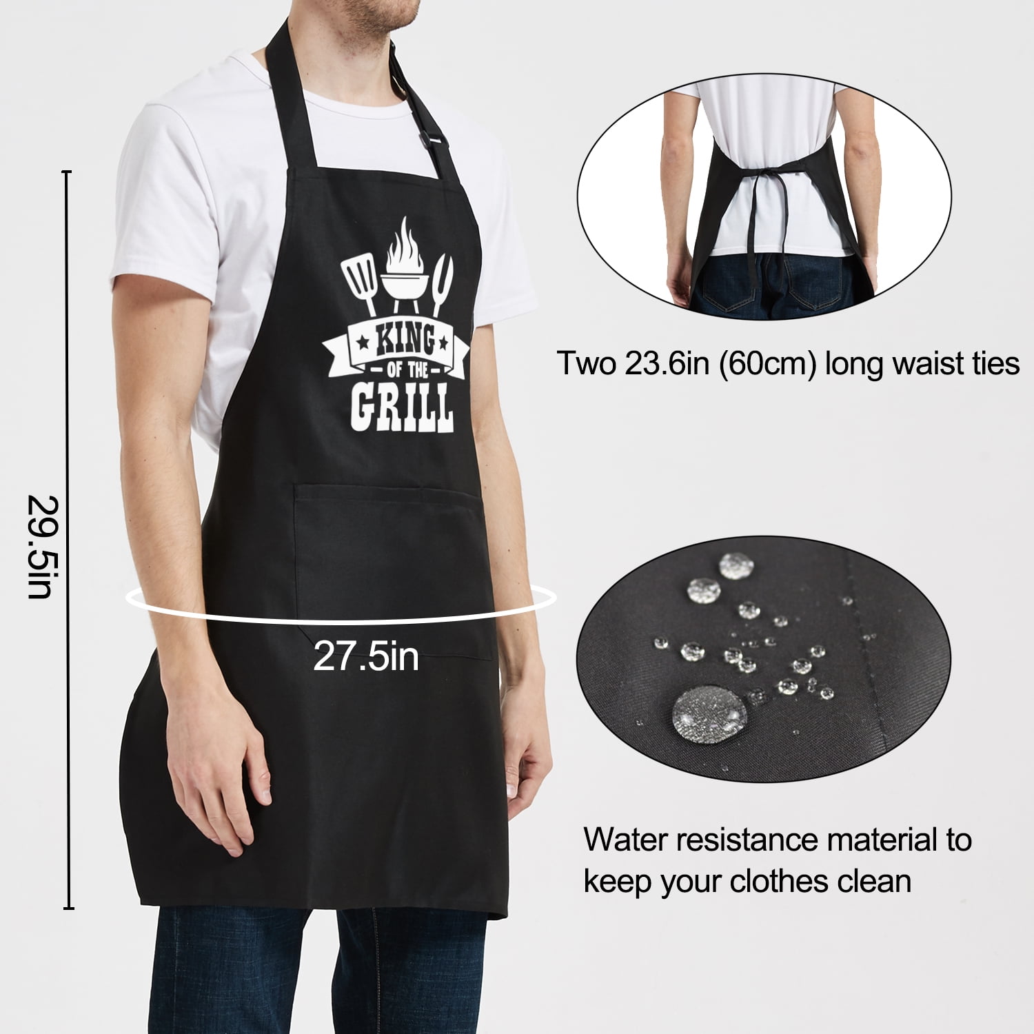 Qweryboo Funny Dad Grilling Aprons for Men, BBQ Grill King Chef Apron, Kitchen Cooking Apron for Gifts(Grill 1)