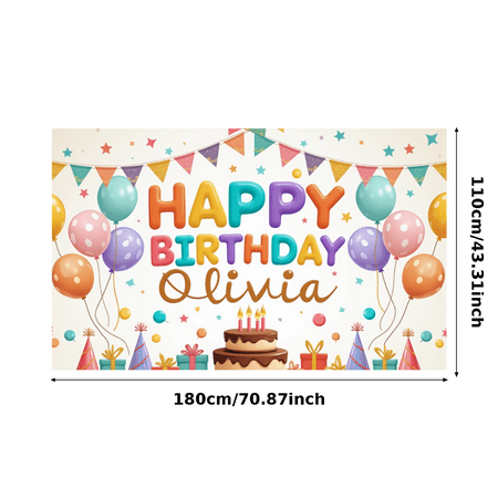 Colorful Balloons Happy Birthday Banner Cake Decoration Festive Design Birthday Party for Kids Celebration Indoor Decoration
