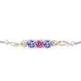 thumbnail image 2 of 925 Sterling Silver and 10K Yellow Gold Pink Moissanite Blue Tanzanite and White Lab Grown Diamond Tennis Bracelet for Women (1.44 Cttw, Gemstone Birthstone, Fully Adjustable up to 9 inch), 2 of 4