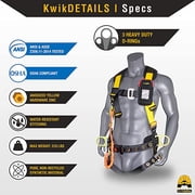 KwikSafety (Charlotte, NC) TYPHOON (1 PACK) ANSI Fall Protection Full Body Safety Harness Personal Protective Equipment Dorsal Ring Side D-Rings Grommet Leg Straps Tool Lanyard Bolt Pouch Construction
