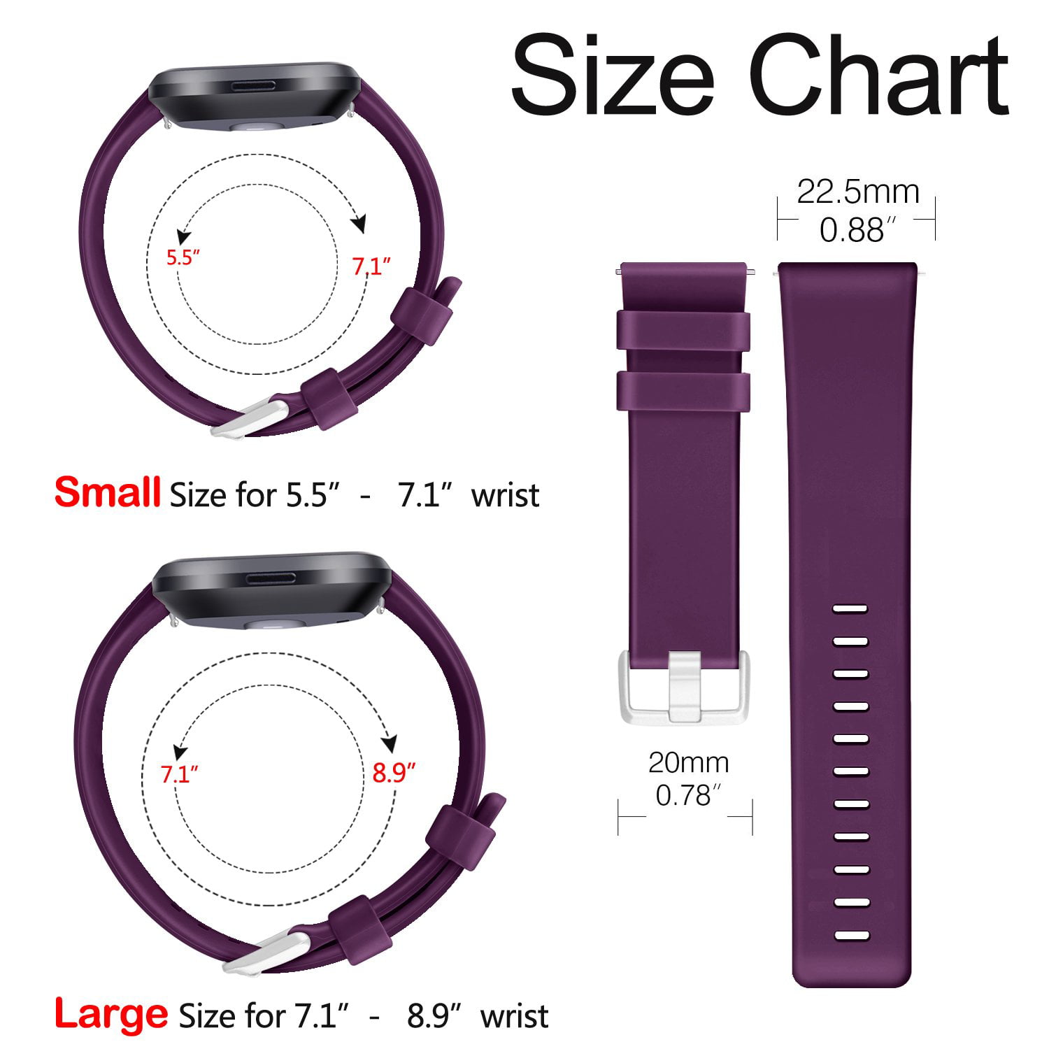 fitbit versa band size 20mm