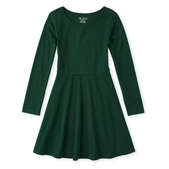 The Children's Place Long Sleeve Solid Knit Pleat Dress (Little Girls & Big Girls)