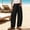 Black, variant on Summer Women's Linen Pants High Waisted Drawstring Straight Wide Leg Casual Loose Comfy Stretch Beach Pants With Pockets