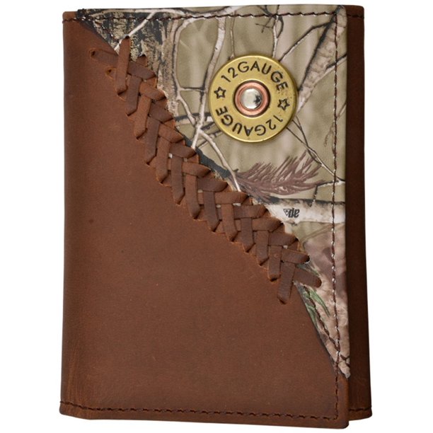 JUSTIN Justin Western Wallet Mens Trifold Crackle Leather Dark Brown