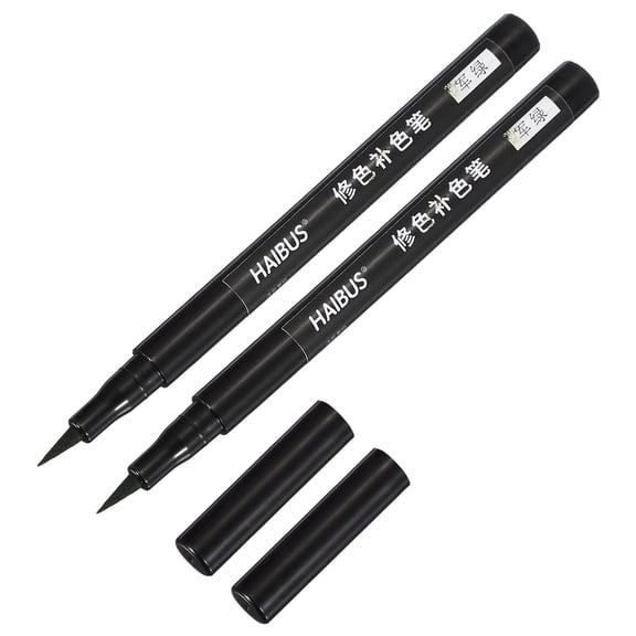 Uxcell 5.71" Fabric Marker Pen 2Pcs Brush Point Quick Dry Waterproof Canvas Denim Linen Clothing Color Repairing Army Green 2