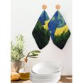 thumbnail image 4 of Green Blue Starry Moon Kitchen Dish Towels for Drying Dishes Set of 2, Modern Abstract Art Aesthetics Waffle Weave Microfiber Hand Tea Bathroom Towels Quick Dry & Absorbent Towel 12x12, 4 of 7