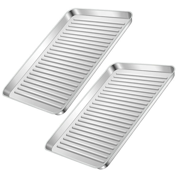Homoyoyo 2-Pack Nonstick Stainless Steel Small Baking Sheets Tray for Oven Baking and Cooking