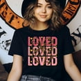 thumbnail image 3 of Loved Shirt for Women - John 3:16 Scripture Tee with Pink Bow Design, Gold, Size 2XL, 3 of 4