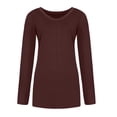 thumbnail image 2 of MAWCLOS Ladies Tee Crew Neck T Shirt Long Sleeve T-shirt Women Loose Tunic Blouse Work Tops Wine Red XXL, 2 of 5