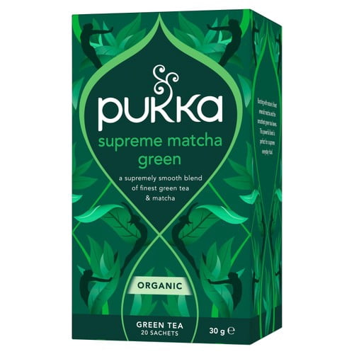 Pukka Organic Supreme Matcha Green Herbal Tea Compostable Green TeaBags 20's, British Import (Pack of 3)