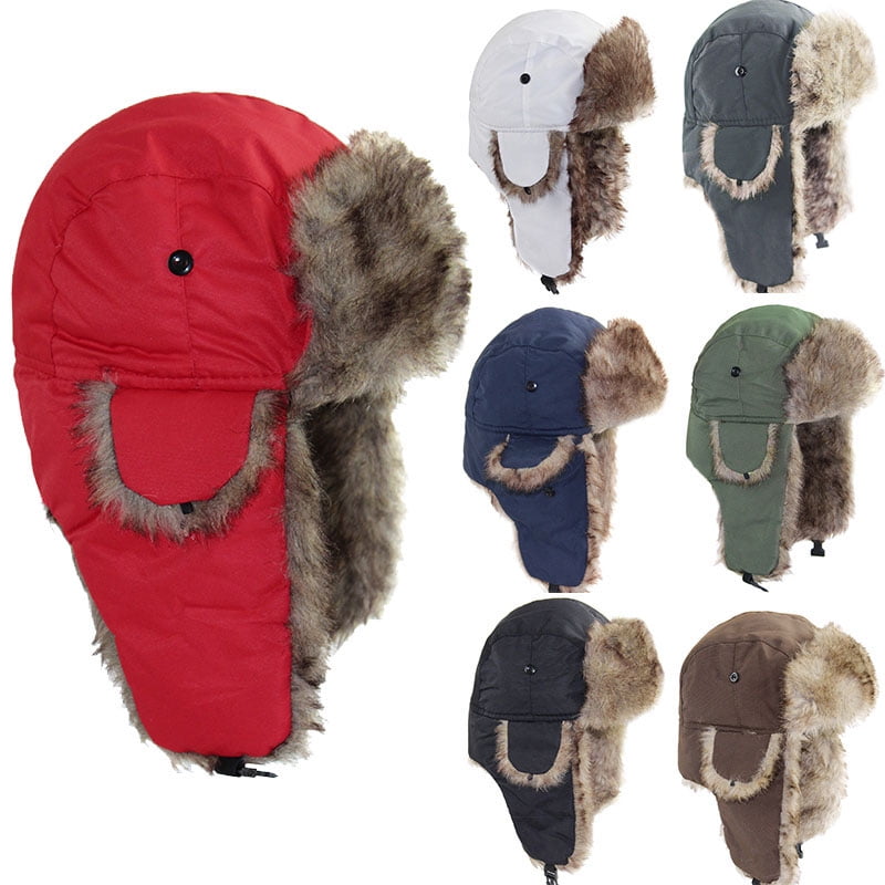 Unisex Men Women Russian Hat Trapper Bomber Warm Ear Flaps Winter Ski Hat  Cap Headwear 