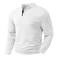 thumbnail image 6 of LpwkSSA Men's Solid Color Long Sleeved Round Neck Pullover Hoodie Top White L, 6 of 6