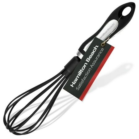 Hamilton Beach Whisk, Heat-Resistant Premium Kitchen Nylon Whisk for Nonstick Cookware, Perfect Egg Beater for Blending Pancake Cake Mix, 12.5inch Soft Touch Handle - Black