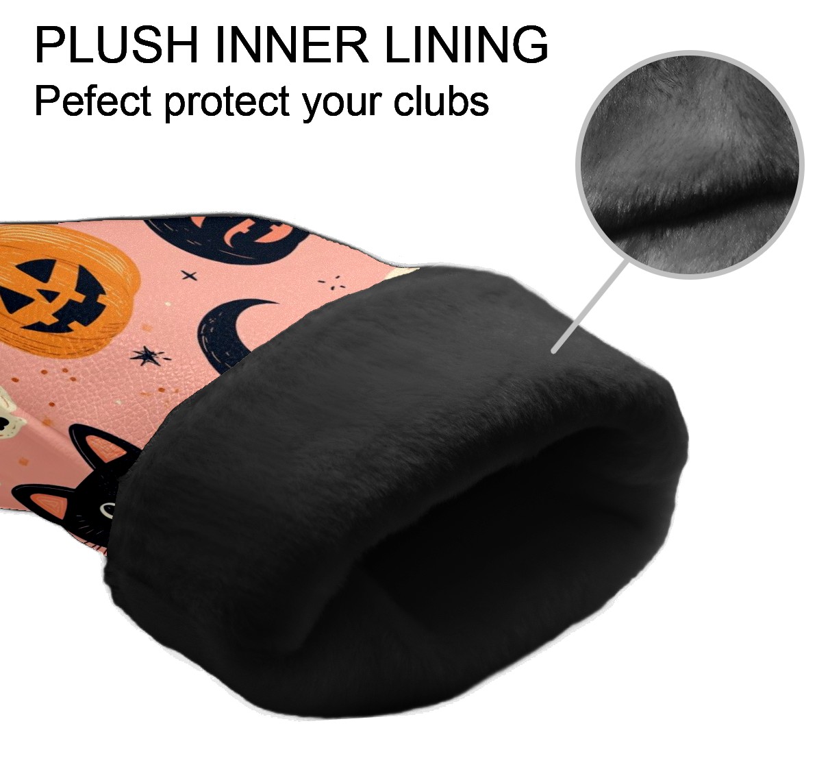 Golf Club Covers PU Leather Waterproof Head Covers for Fairway Woods Hybrids Halloween Pattern Unisex Fits Most Brands