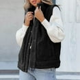 thumbnail image 3 of Black and Friday Clothing Sales Idoravan Womens Fleece Sleeveless Jacket,Women's Solid Color Sleeveless Plush Cardigan Jacket Versatile Button Top Black S, 3 of 5