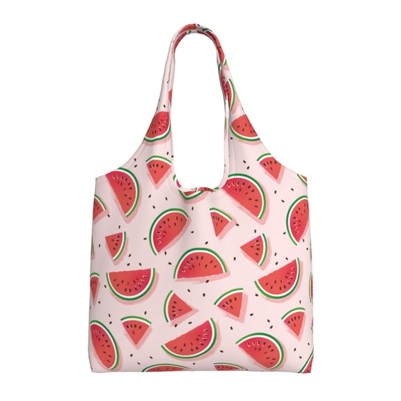 Vsdgher Watermelon Print canvas Tote Bag, Lightweight Cloth Bags, Suitable for shopping, groceries, travel