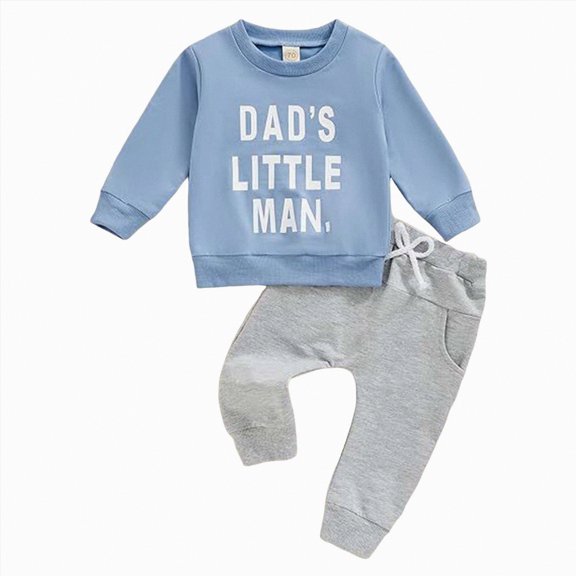 Baby Winter Clothes Boys Spring Fall Letter Print Long Sleeve Drawstring Pants 6M 1T 2T 3T Everyday Outfit Set 2-Pieces