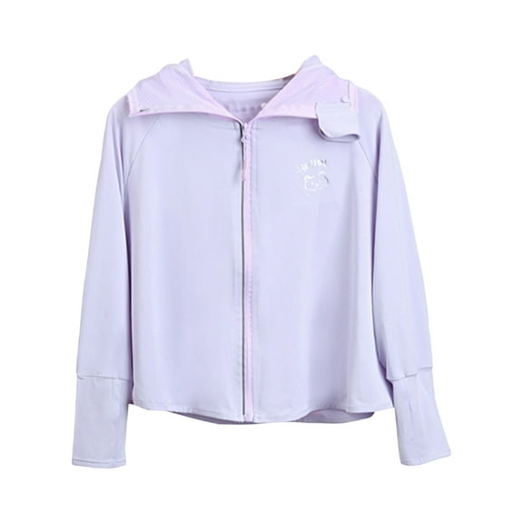 Girls Sun Protection Zip-Up Hoodie Cooling Lightweight Long Sleeve Sun Shirts Unisex Active Running Jacket 3 Y